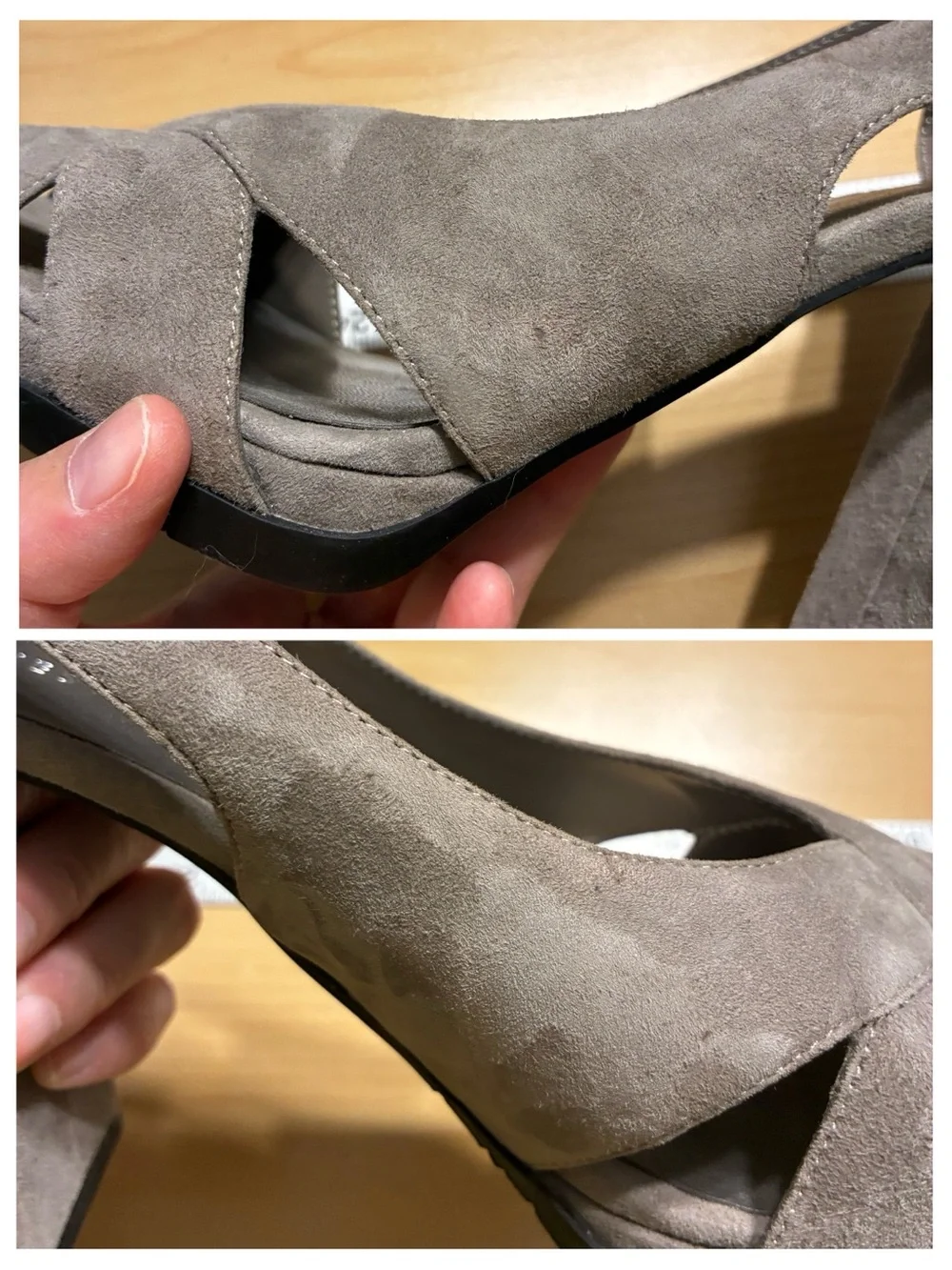 Nine West Grey Suede Chunky Platform Heels Size 10.5